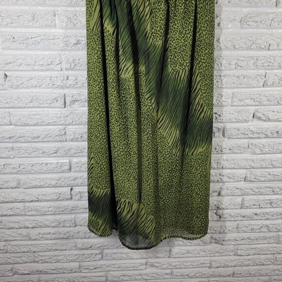 Kaktus Womens Skirt 2X Plus Pull On Green Black Animal Print Lightweight ANI44E - Picture 4 of 8